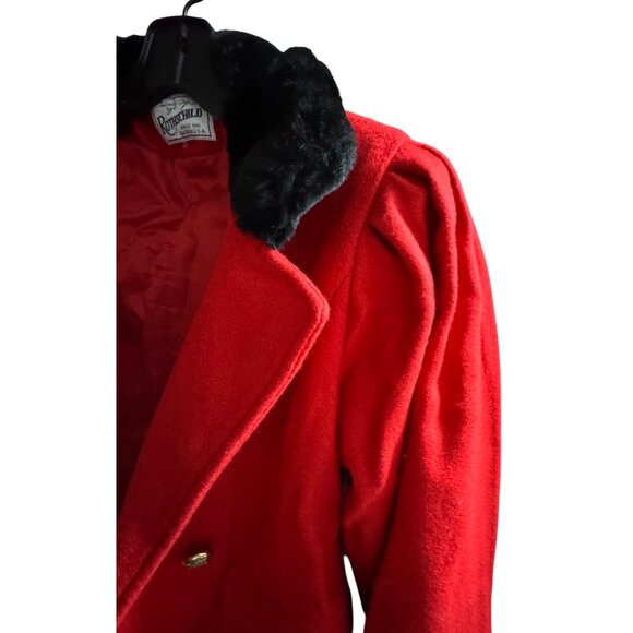 Rothschild Girl's Red Wool Blend Coat With Faux Fur Trim Size 10 - Picture 9 of 9